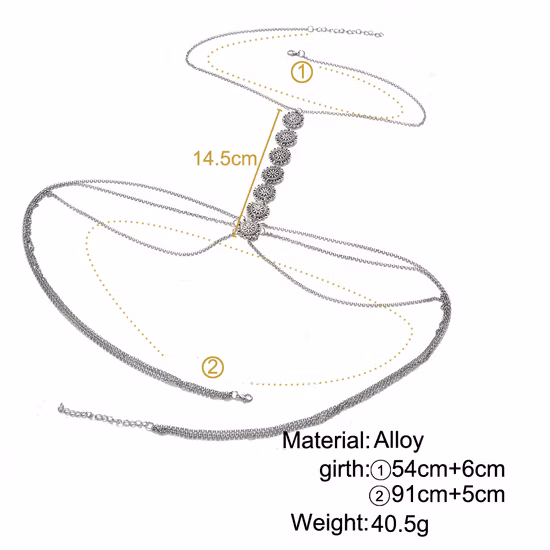 복고풍 패션 단순 조각 디스크 바디 체인 목걸이 백 체인
